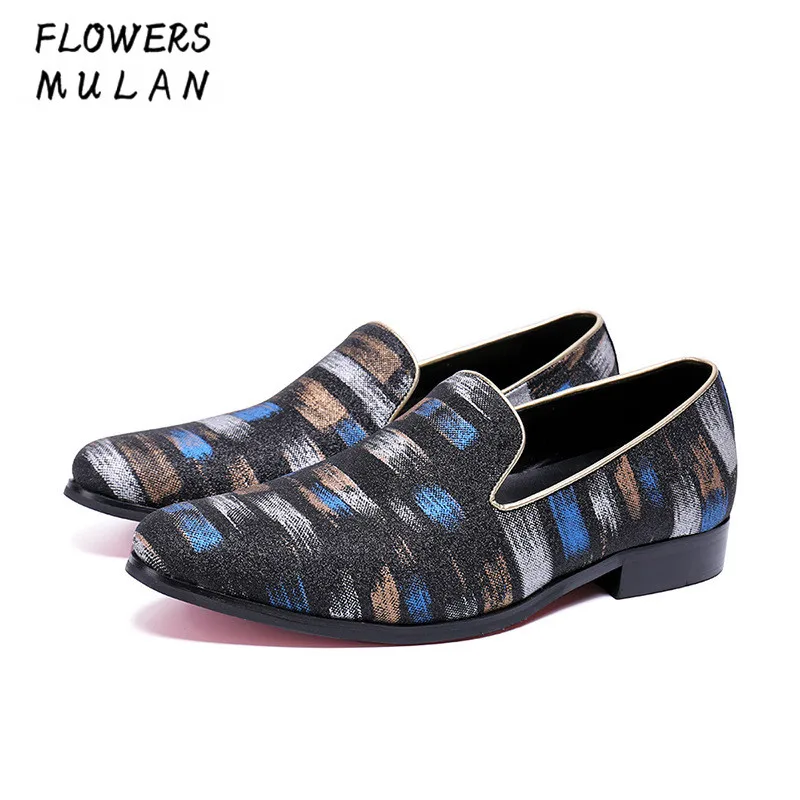 Cor Apontou Em Masculino Lazer Show Massagem Homem As Deslizamento Calcanhar Mocassins Casuais Toe Impressão Sapatos Macio Robusto De Homens Couro Misturada 1wEX1d