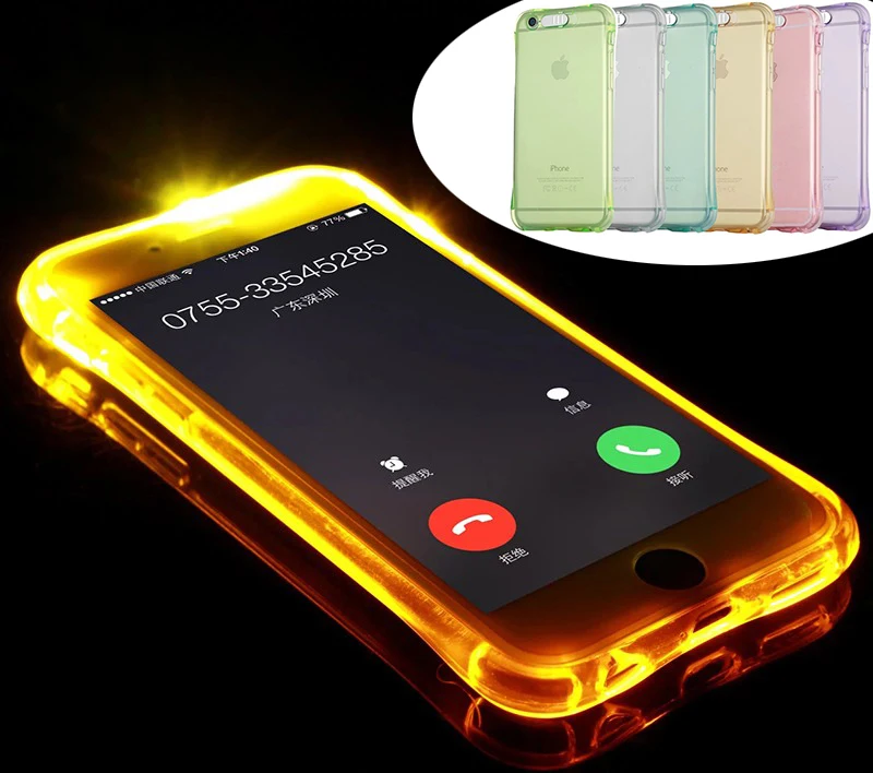 

2016 Luxury New Soft TPU LED Flash Light Up Case Remind Incoming Call Cover For iPhone 7 7 Plus 5 5S 6 6S Plus 7Plus Case
