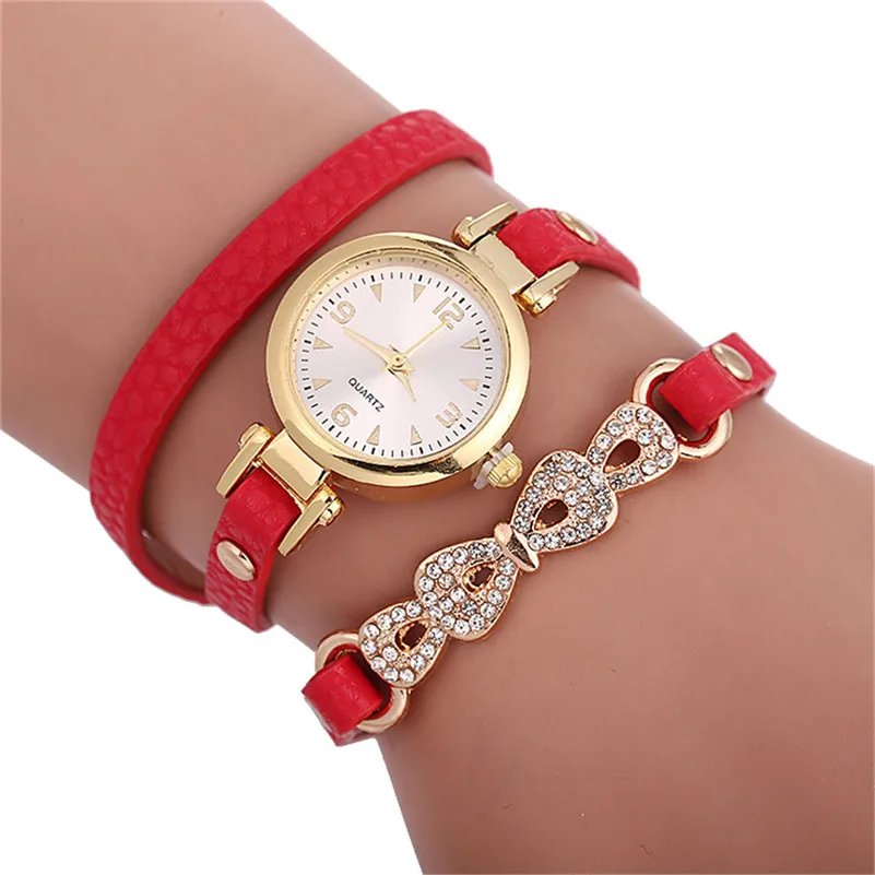 Women's watches brand luxury fashion ladies watch Analog Quartz leather watch strap Bling Diamond Bracelet Wrist Watch M21#N (3)