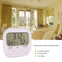 New Weather Station LCD Digital Thermometer Hygrometer Temperature Humidity Meter Gauge With Clock
