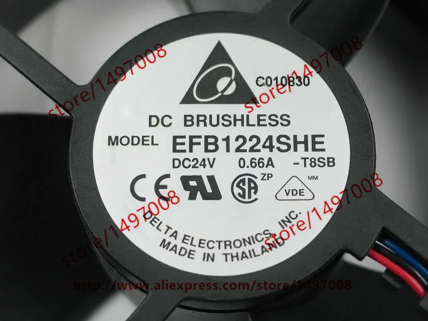 Delta Electronics EFB1224SHE T8SB DC 24V 0.66A 120x120x38 мм постоянной ёмкости универсальный конденсатор