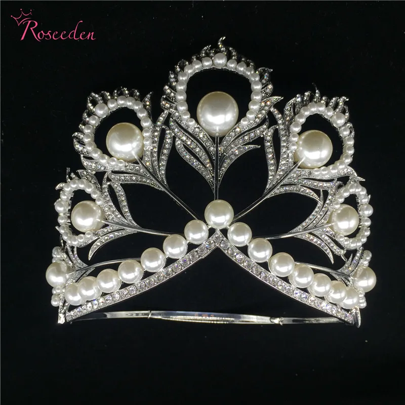 Хит продаж Корона Miss Universe разных размеров жемчужные перья круглые тиары RE484C|big crown