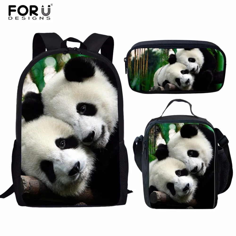 buy FORUDESIGNS School Bags Set for Children Pencil Case Bookbag Teenager Girls Boys Cute Panda Schoolbag Backpack Mochila Infantil