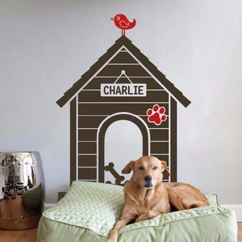 

Dog House Wall Sticker Indoor Personalized Name Animal Quote Vinyl Mural Decor 31inx22in