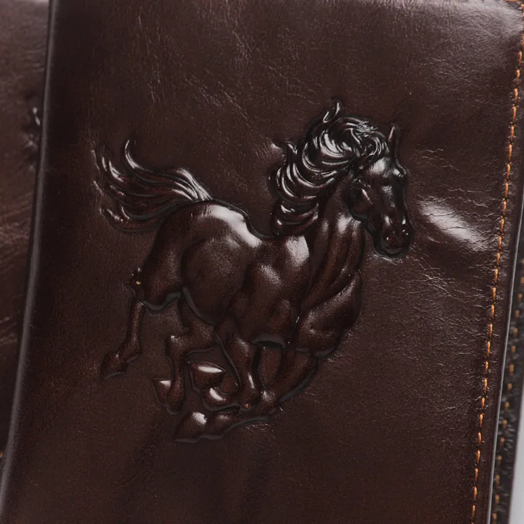 RIFD антимагнитный кошелек из натуральной кожи с 3D тиснением лошадь Тотем мужские кошельки роскошный доллар цена Винтажный Мужской кошелек