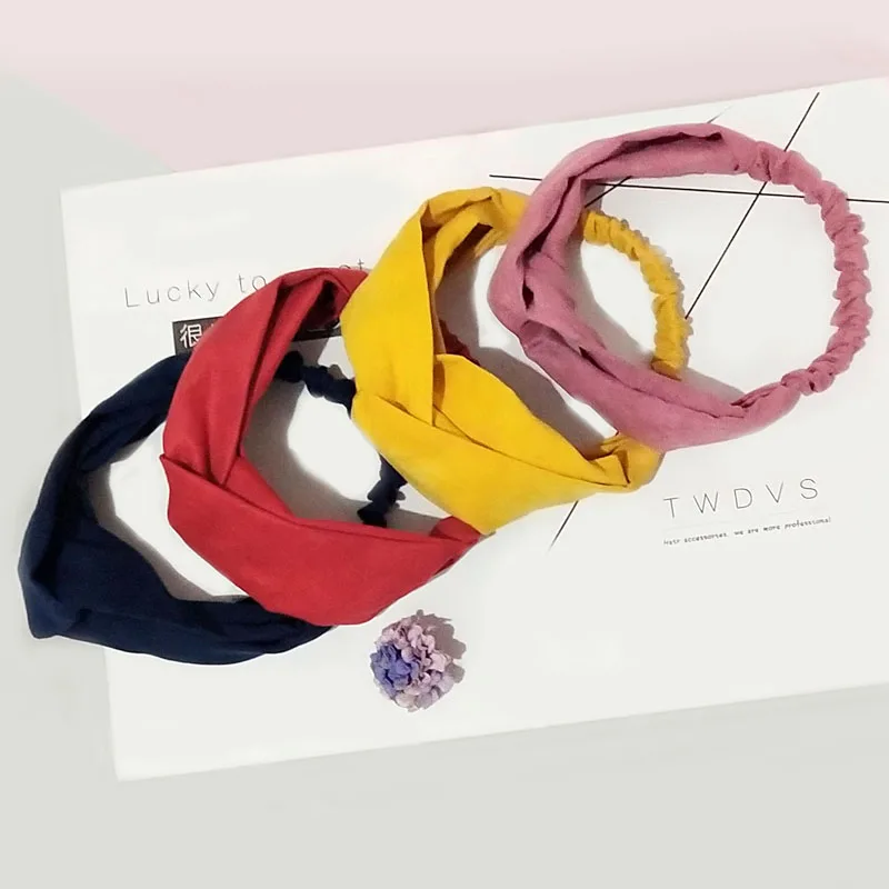 

20 PCS /LOT Woman headband Solid color Headband Turban Elastic Head Wrap Women Hair Accessories for Women Striped Hair Bands C08