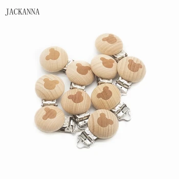 

10PCS Mouse Head Baby Pacifier Clips Wooden Dummy Holder DIY Pacifier Chain Accessories BPA Free Wood Baby Pacifier Holder