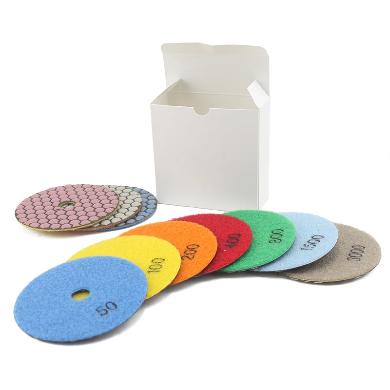 10Piece/set 4inch 100mm Flexible Diamond Dry Polishing Pads 50 3000