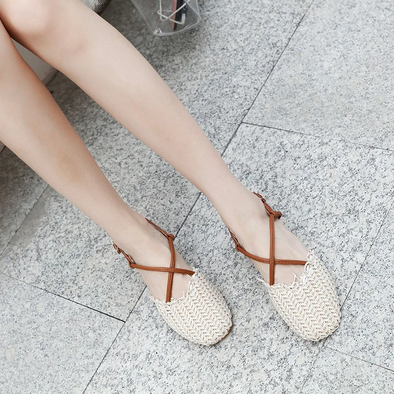 summer new Korean version of the wild Baotou sandals female fairy wind thick with cross with Roman shoes