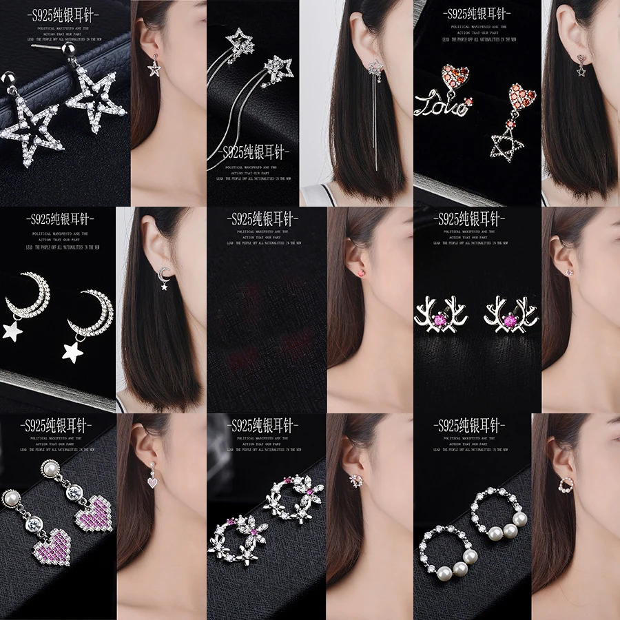 

S925 silver earring, Silver zircon earrings, Valentine's day gift Fashion Jewelry Stud Earrings,