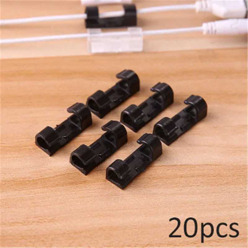 20pcs Self-Adhesive Cable Clips Organizer Drop Wire Holder Cord Management