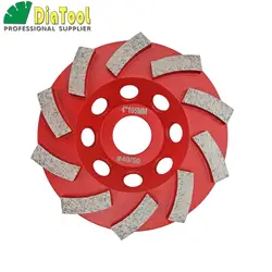 DIATOOL Diameter 4"/100mm Diamond Grinding Cup Wheel For Concrete, Grinding Disc, Segmented Turbo Type