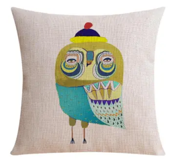 

Free Shipping!!Colorful square cartoon owl throw pillow/almofadas case children kid,european american cushion cover home decore