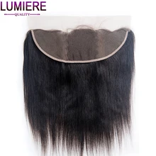Lumiere Hair Peruvian Straight Hair 13”x 4” Lace Frontal Closure Natural Color Hair Remy Human Hair