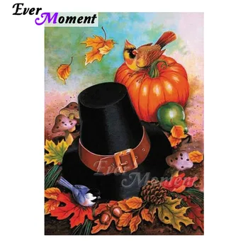 

Ever Moment Diamond Painting Home Decoration Picture Of Rhinestone Black Hat Pumpkin Bird Diamond Embroidery Mosaic 3F1967