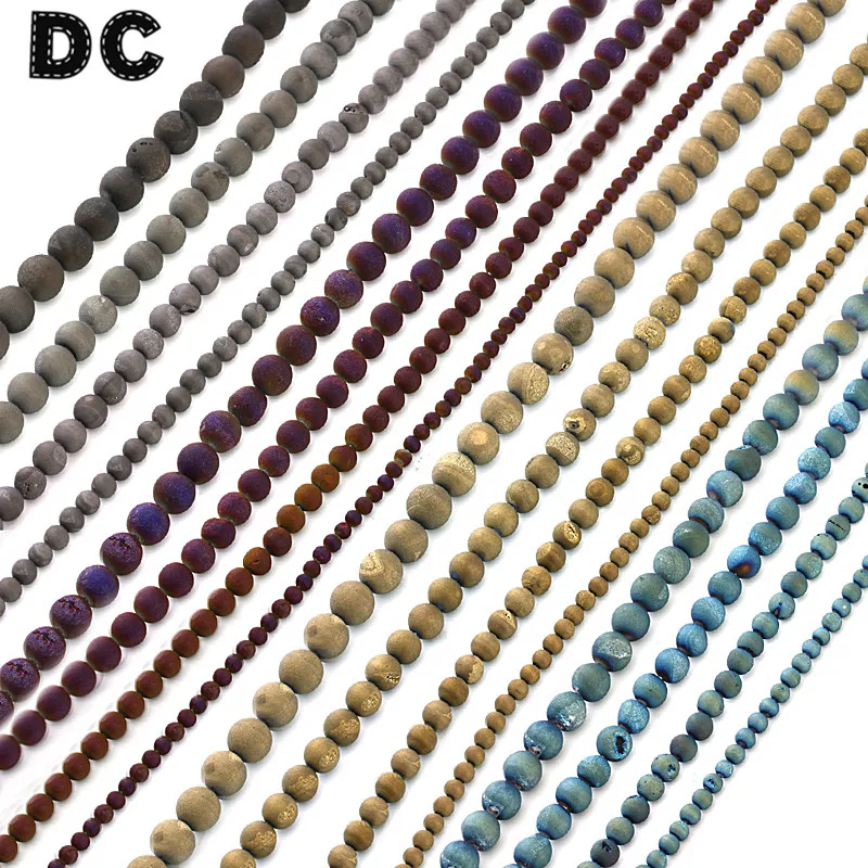 

1String/lot Natural Stone Bead Spacer Beads 6/8/10/12mm Round Loose Charms Setting Beaded DIY Bracelet Jewelry Making Findings