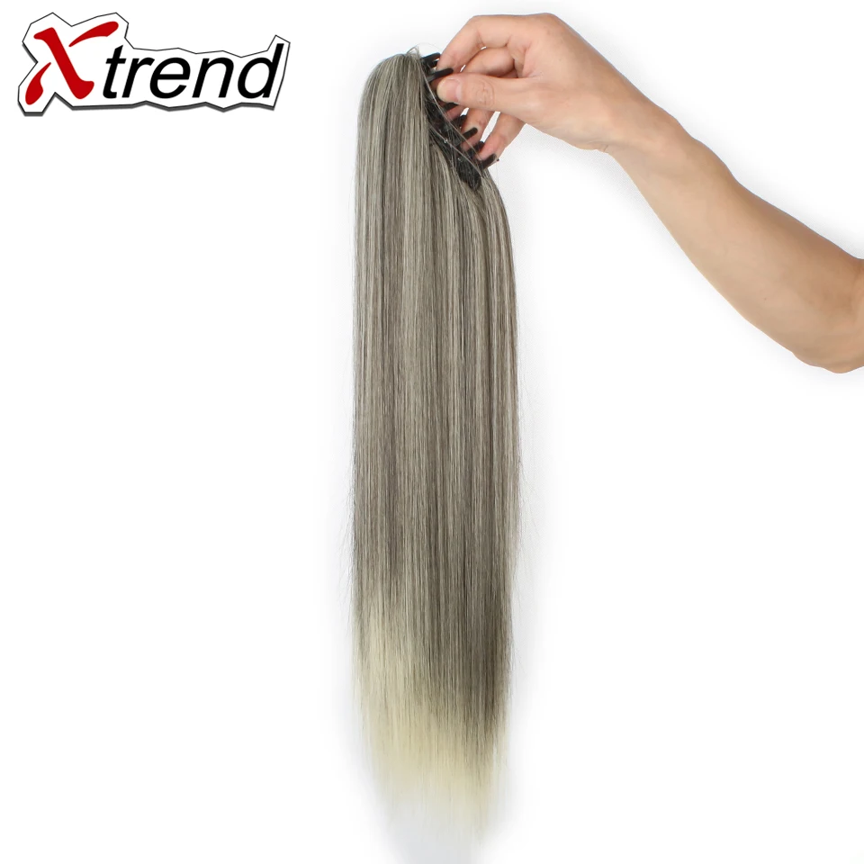 Xtrend 20 inch синтетический прямые волосы хвостики коготь клип в Пластик гребень волос высокого Температура волокно конский хвост волосы