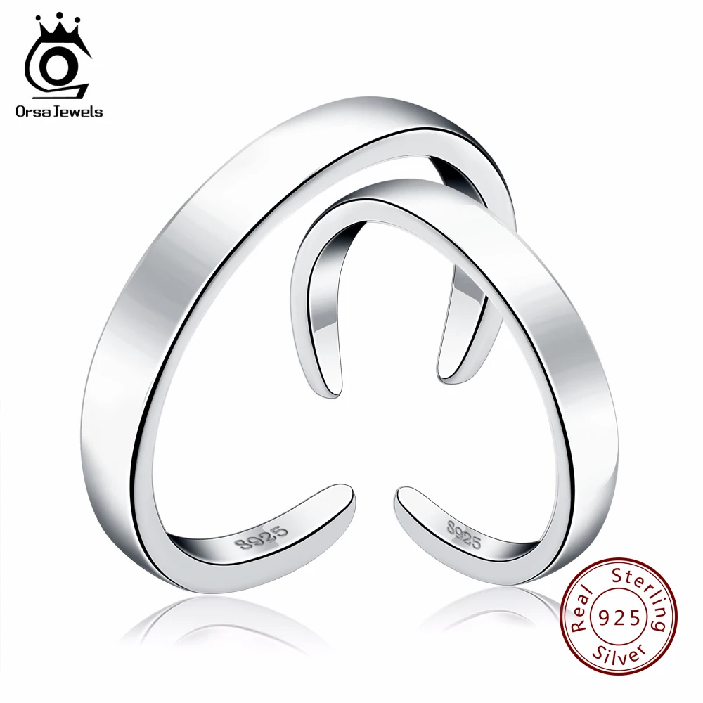 ORSA JEWELS Pure 925 Sterling Silver Rings for Women&Men Couple Ring Romantic Wedding Valentine Present Fashion Jewelry SR21