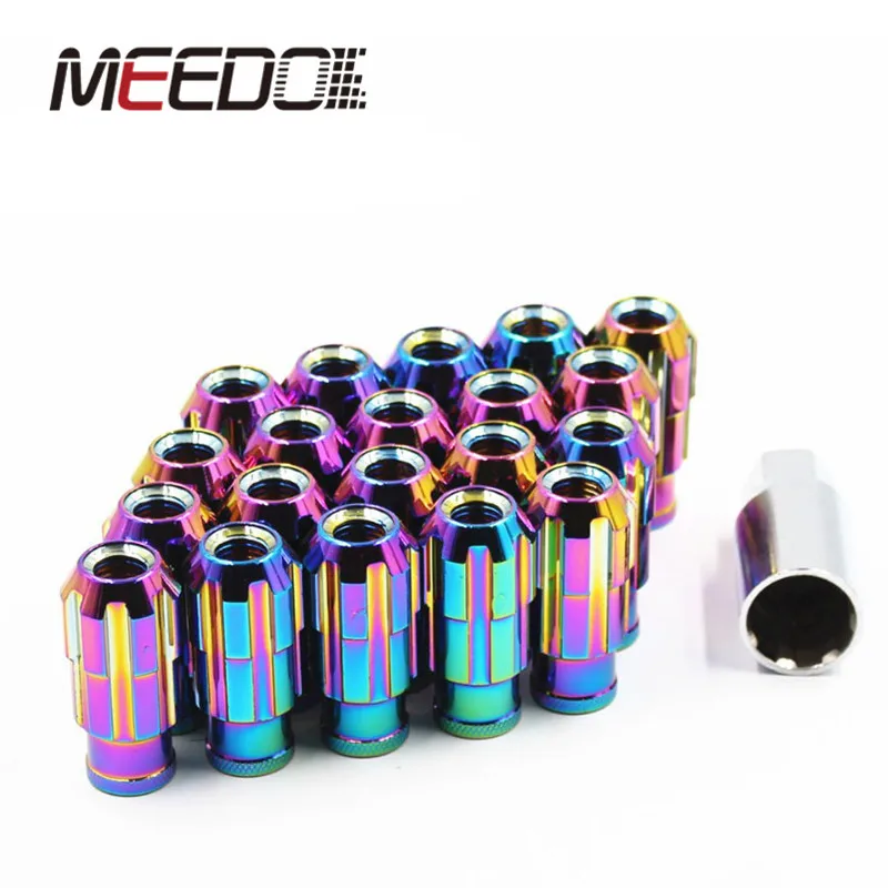 MEEDO D1 SPEC Locking Lug Nuts 12x1.25MM Neo Chrome Aluminum Wheel Lug