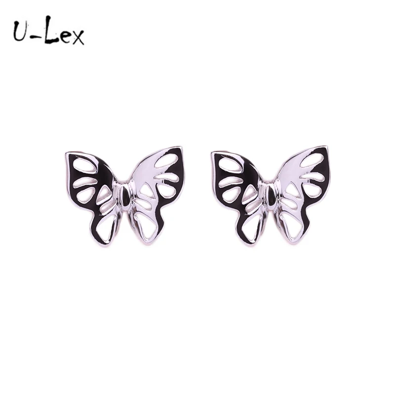 ULEX 925 пробы серебряные серьги ювелирные изделия Белые милые гвоздики с рисунком