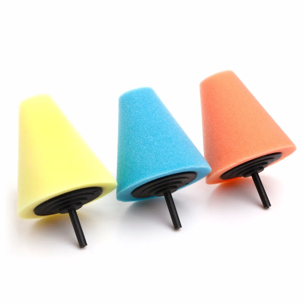 New 3 Color Burnishing Foam Sponge Polishing Cone Shaped Buffing Pads