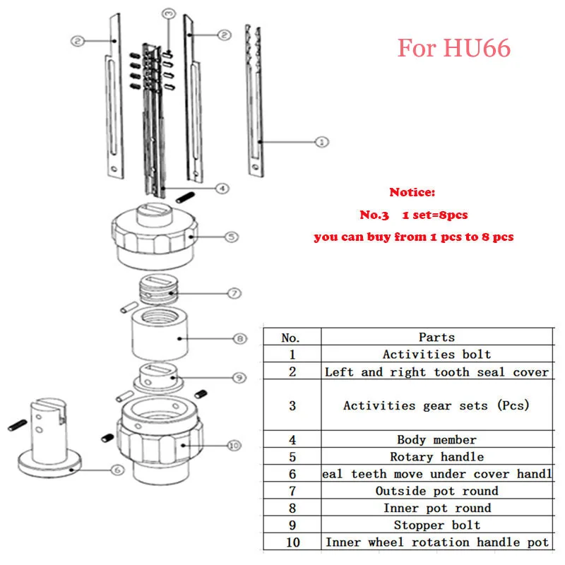 HU66 V.3 для VAG Gen 2/6 No.1 до No. 10 видов деятельности набор передач автомобиля клубень