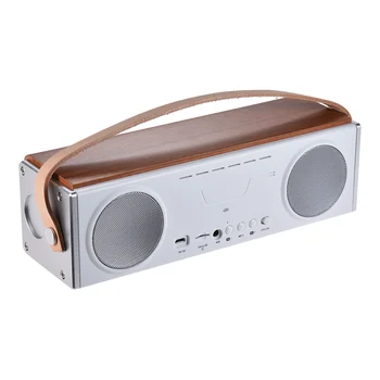 

Portable Wooden Wireless BT Stereo Speaker Dual 10W Speakers Support TF Card AUX-in Built-in 3600mAh Rechargeable Battery