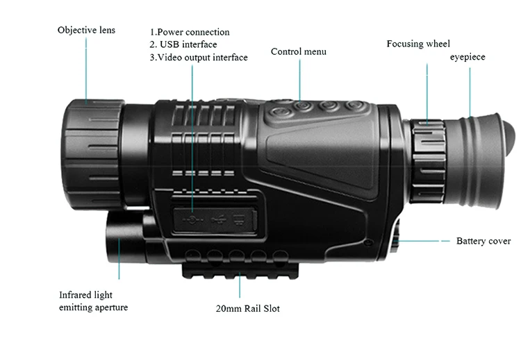 Monocular Night Vision infrared Digital Scope for Hunting Telescope Long Range With Built-in Camera Photo Video Recording