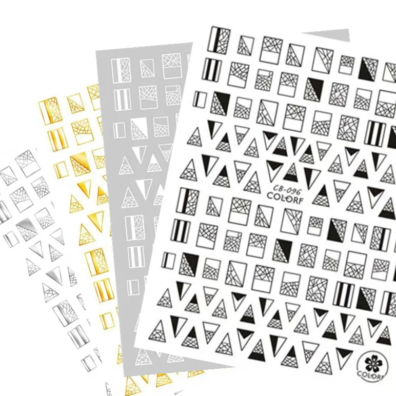 

Newest CB-96 GOLD SILVER leaves series laser designs3d nail art letter fashionTemplate sticker decal MAGICO