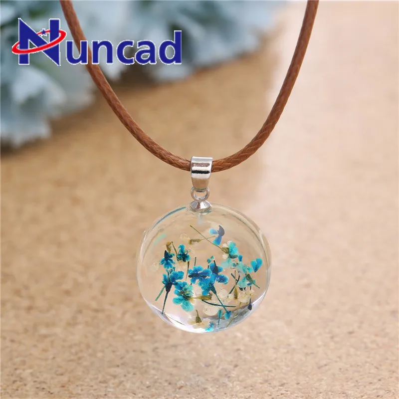 

Fashion Glass Charms Pendant Necklace Dried Flower Real Dry Flower Round Locket Necklace for Women Jewelry Gift Drop Shipping