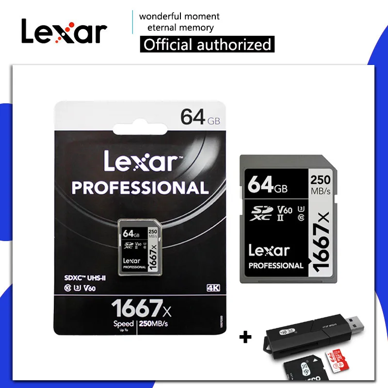 Lexar 1667X карта памяти 64 128 Гб класс 10 U3 V60 SD карта 128 Гб 64 Гб 256 ГБ 250 Мб флеш-карта SD карта памяти для камеры SDXC SDHC