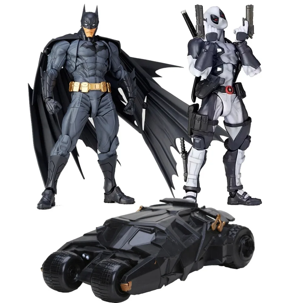 

Revoltech Series NO.001 Marvel Deadpool Batman Batmobile PVC Action Figure Collectible Model Toy
