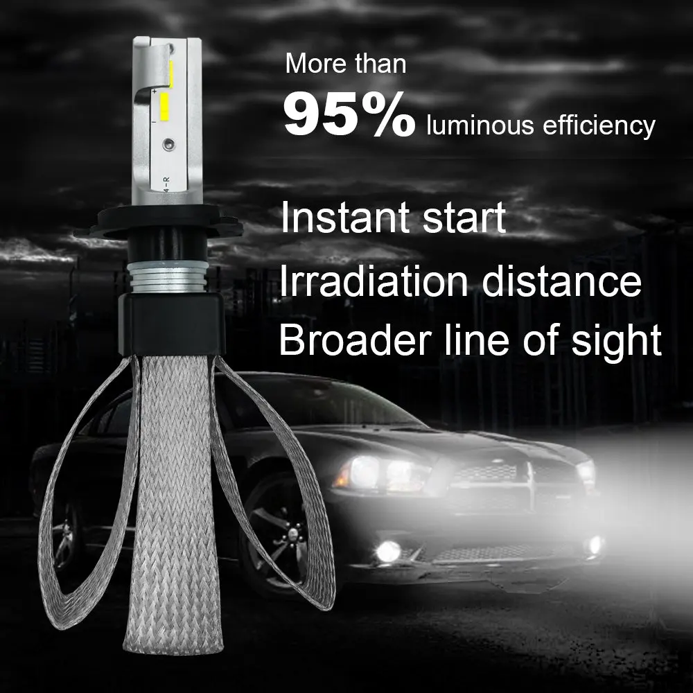 H7 LED Headlight Bulbs, 9003/HB2 LED Headlights All-in-One Auto Headlamp Conversion Kit 60W 6000K 9600 Lumens Extremely Bright H7 LED Headlight Bulbs, 9003/HB2 LED Headlights All-in-One Auto Headlamp Conversion Kit 60W 6000K 9600 Lumens Extremely Bright