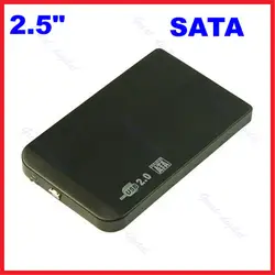Сумка + кабель для передачи данных + Алюминий магниевого сплава 2.5 "SATA HDD USB 2.0 внешний Box Жесткий диск с драйверами caddy корпус