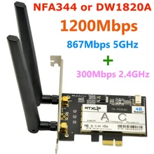 WTXUP Qualcomm Atheros NFA344 802.11ac 1200 Мбит/с PCi Express Настольный WiFi адаптер беспроводной PCI Express адаптер с Bluetooth 4,1
