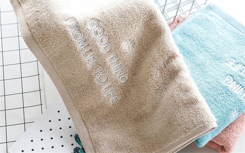 34x75 см 100% хлопок простой Suger цвет английский вышивка Красивая Жизнь мягкое полотенце для рук удобное семейное полотенце для ванной комнаты