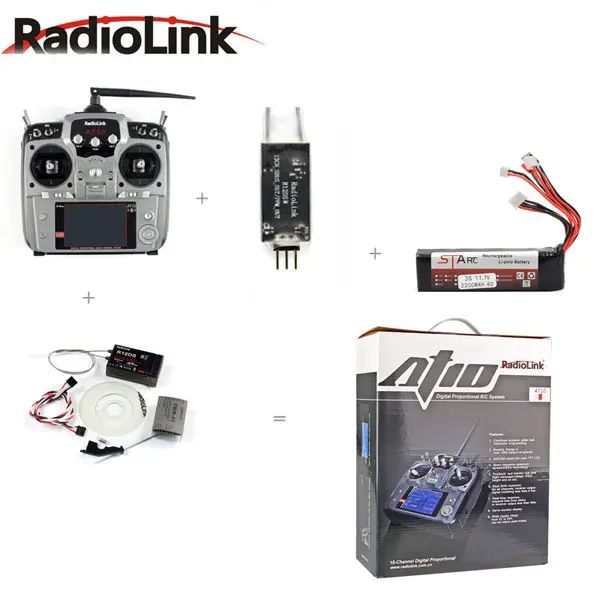 RadioLink AT10 II 2,4 ГГц 12CH пульт дистанционного управления передатчика с R12DS приемник R6DSM R12DSM RC сделано Квадрокоптер с камерой - Цвет: B gray 2 R12DSM