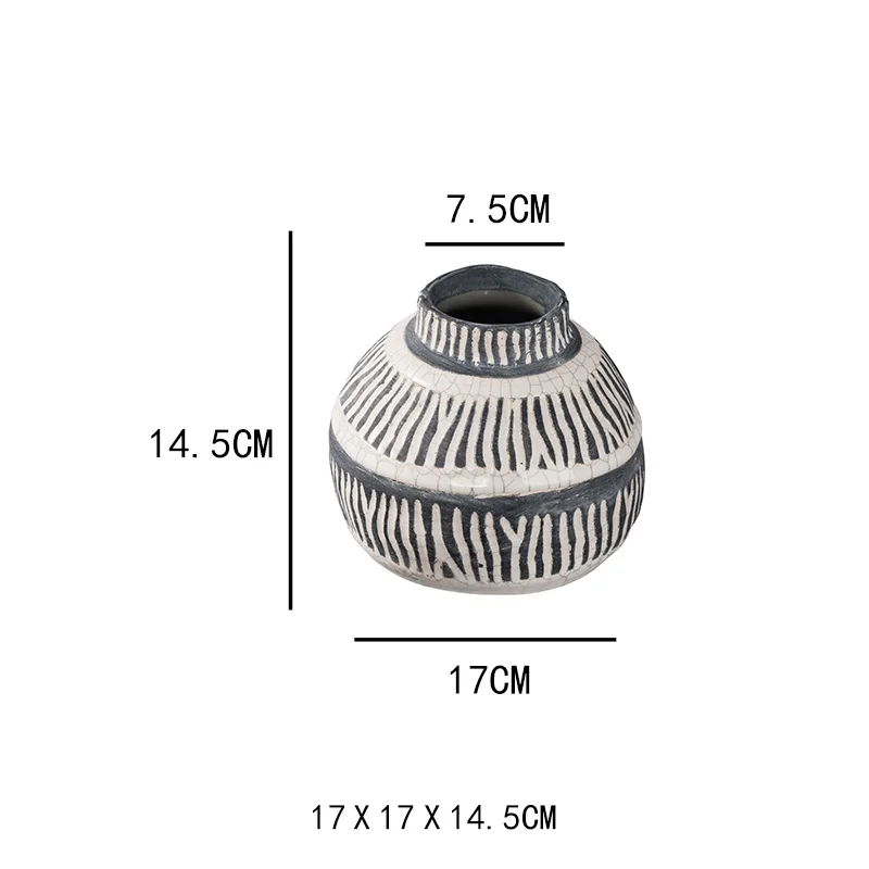 Простой ретро Керамическая полосатая ваза креативная Цветочная композиция сушеные цветы аксессуары для дома - Цвет: S