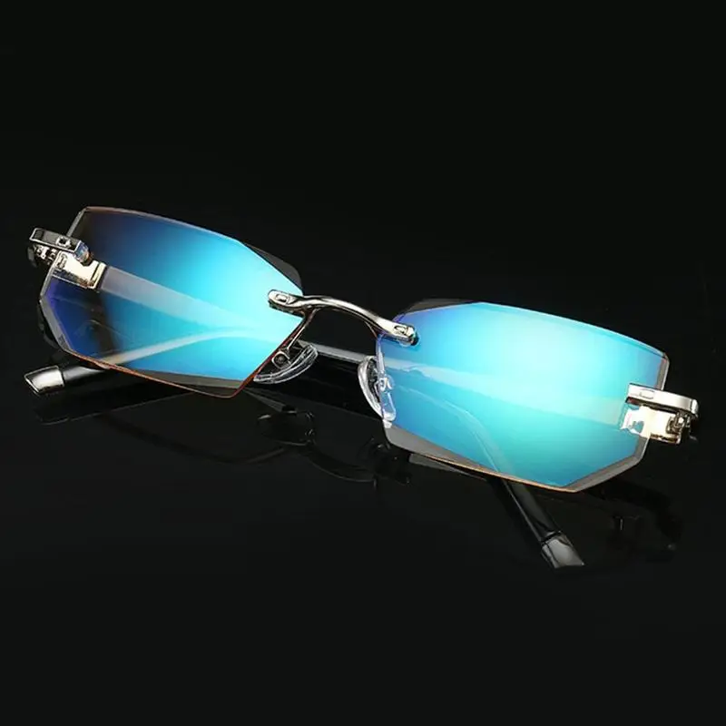 Luxury Reading Glasses Men Women Diamond Cut Resin Clear HD Lens Anti Blue Light Glasses Rimless