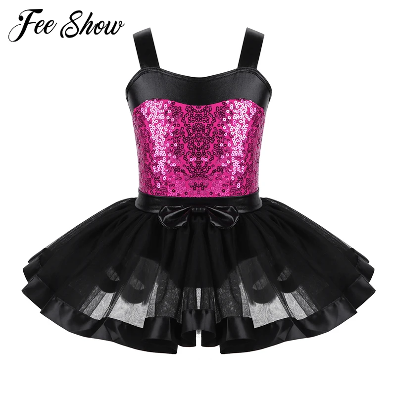 Платье с блестками и цветочным рисунком для девочек, детское балетное гимнастическое трико, платье-пачка, детская сценическая Одежда для танцев, танцевальный костюм для девочек