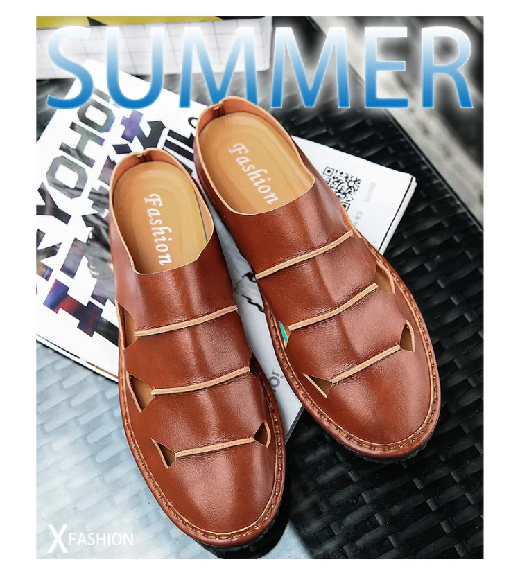 ISSACOCO Summer Men Genuine Leather Slippers Beach Casual Sandals Men Flip Flops Men Shoes Homw Slippers EU Size 39-47 Pantuflas