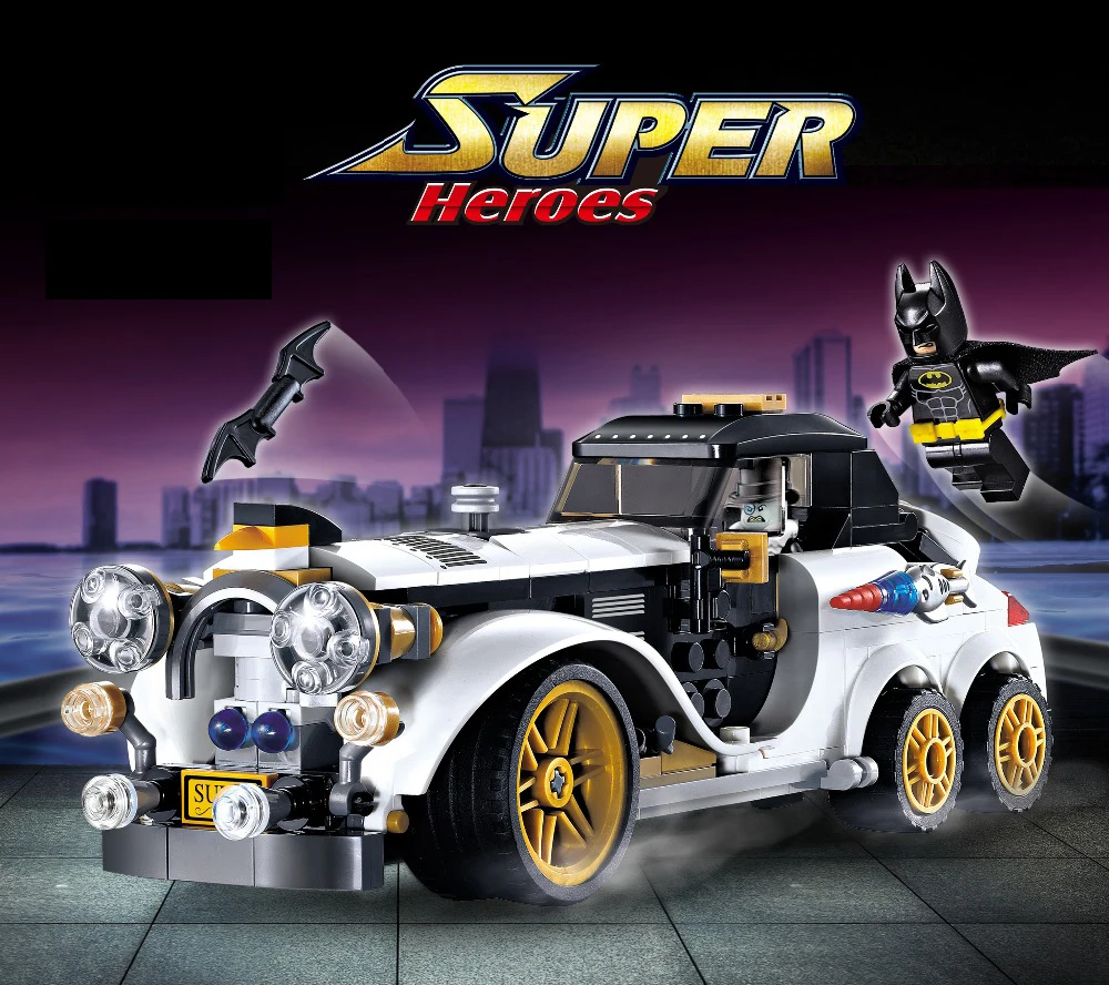 Arctic War Penguin Classic Car Building Blocks Super Hero Bat-man  vehicle figure Bricks  Kids educaitonal toys gift