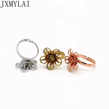 

20 PCS 18mm*7mm Fashion Metal Copper Flowers Ring Settings Adjustable Ring Base For Jewelry Making