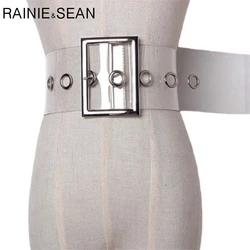 RAINIE SEAN Wide Ladies Belt Pin Buckle Belt For Women Cummerbund PVC Transparent Female 2019 Fashion Beand New Belt RAINIE SEAN Wide Ladies Belt Pin Buckle Belt For Women Cummerbund PVC Transparent Female 2019 Fashion Beand New Belt