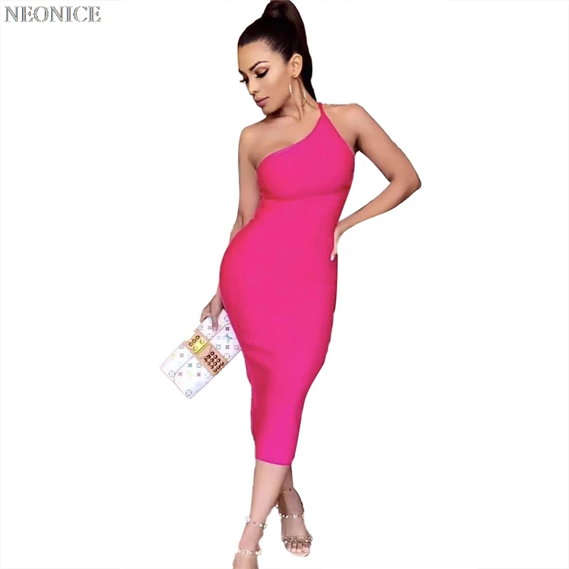

2019 new woman Elastic bandage dress tight nightclub socialite birthday party fashion sexy package leisure backless one-shoulder