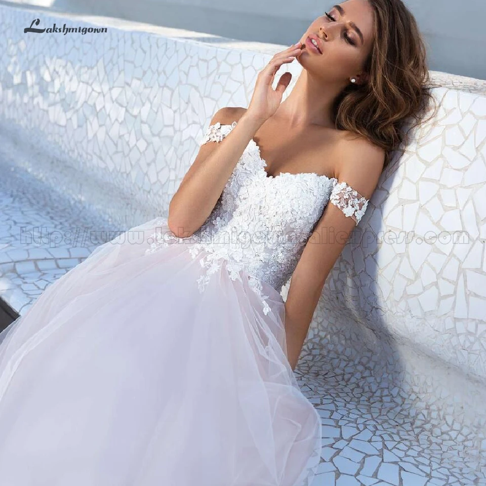 Lakshmigown сексуальное свадебное платье принцессы Новое свадебное платье с открытыми плечами желинлик Розовые Свадебные платья быстрой доставки