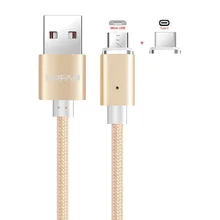 2-In-1 Braided Magnetic Micro USB Type C USB-C Data Charging Cable For Samsung LG Oneplus HTC Huawei Xiaomi Android Phone