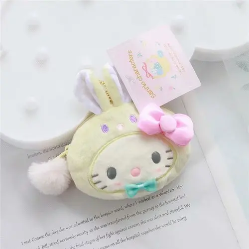 Sanrio, Hello Kitty My Melody Cinnamoroll Марка pom-Pom Purin мультфильм плюшевые сумки для монет Милая цепочка для ключей бумажник сумка для девочек Подарки - Цвет: 2