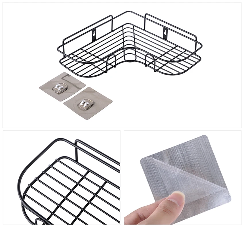 Многофункциональная угловая настенная полка-органайзер, контейнер для ванной комнаты, кухонные принадлежности, железная корзина для хранения мелочей, сливная полка