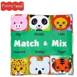Забавный зоопарк книга из ткани о животных животного матч mix когнитивных Мягкая книга ребенка раннего обучения игрушки
